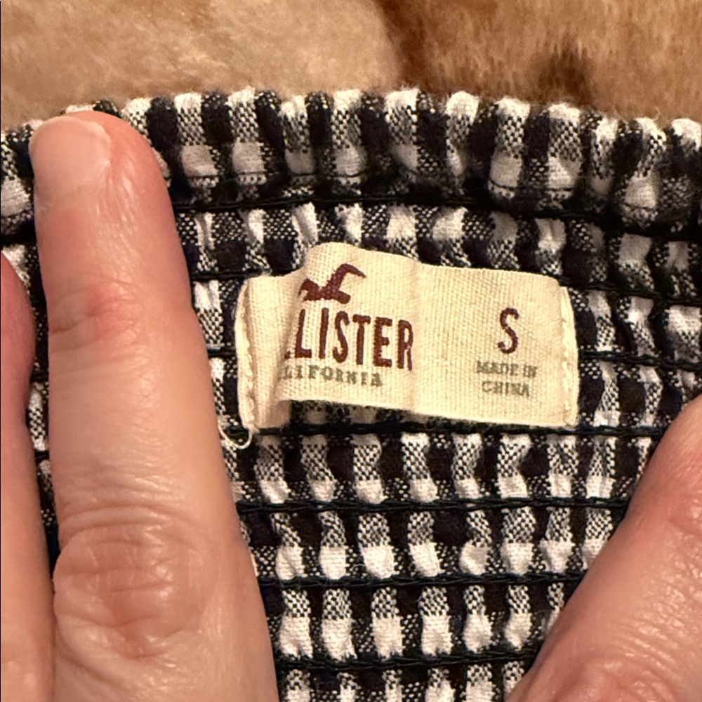 🖤HOLLISTER BLK/WHT GINGHAM CROPPED TANK TOP SIZE S🖤 - Picture 4 of 7